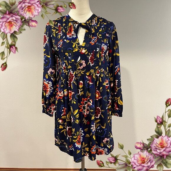 Old Navy Floral Paisley print Navy long sleeve Dress size extra small - Picture 1 of 13